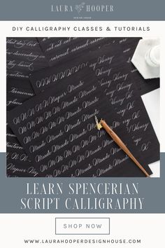 some black paper with writing on it and the words learn pencerani script calligraphy