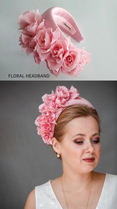 ◆ Pale pink fascinator headband for wedding guest inspired by Kate Middleton halo crown headpiece. Wedding guest hat is hand made.◆ Light pink halo headband covered in a fabric. Coctail hat trimmed with flowers and leaves covering the right ear side of the pink hairband. Modern and elegant pink hatinator will instantly elevate any outfit.◆ This floral head piece is unique work. ◆ Flower crown for wedding is one size. Wedding Guest Hat, Hat For Wedding, Crown For Wedding, Headband For Wedding, Fascinator Hats Outfit, Pink Hairband, Wedding Hats For Guests, Fascinator Hats Wedding, Pink Halo