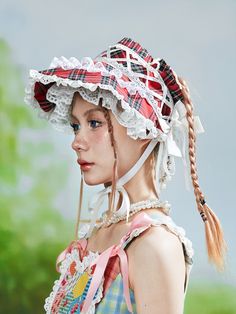 The price is for a bonnet only, others are not included. Summer Cap Bonnet, Adjustable Ruffled Bonnet, Double Ponytail, Steampunk Fashion Male, Gothic Skirts, Plush Bags, Steampunk Accessories, Metal Stars, Outfits With Hats