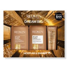 All Soft Holiday Kit - Redken | Ulta Beauty Ulta Gift Sets, Redken All Soft, Hair Gift, Holiday Beauty, Makeup Bag Organization, Beauty Gift Sets, Moisturize Hair, Beauty Awards, Beauty Gifts