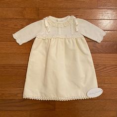 Not Sure Of Size, Could Not Find A Size Comparison Chart, Looks To Be 3-6 Months. Nwt However There Is A Small Flaw On The One Ribbon And Light Stain On One Sleeve. Not Worn Though. Back Is Open Made In Spain Would Be Beautiful As A Christening Gown! Color Is Ivory/Cream Cream Cotton Baptism Dress, Cream Lace Baptism Dress With Lace Trim, Cream Baptism Dress With Lace Trim, Classic Baptism Dress With Lace Trim, Bambi Dress, Black Holiday Dress, Girls Yellow Dress, Vintage White Baptism Dress With Lace Trim, Girls First Communion Dresses