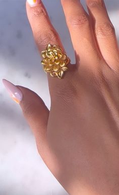 Beautiful adjustable 24k gold plated ring.  Material is copper and covered in real 24k gold plating. Adjustable Rose Gold Plated Rings, Elegant Gold Flower Metal Ring, Rose Gold Plated Toe Ring Jewelry, Rose Gold Plated Rings As Gift, Rose Gold Plated Rings For Gift, Elegant Gold-plated Flower Ring, Gold Open Flower Ring For Promise, Adjustable Gold Flower Ring, Yellow Gold Plated Flower Ring For Anniversary