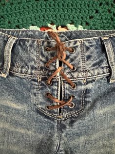 Vintage Y2K lace up jeans. Size 24- fits like modern day 00. Lace up closure. Low rise. Medium wash. Great vintage condition! Lace Up Jeans, Sewing Projects Clothes, Jean Vintage, Treasure Hunting, Y2k Jeans, Birthday List, Womens Jeans, Vintage Lace, Vintage 70s