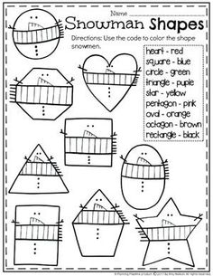 the snowman shapes worksheet