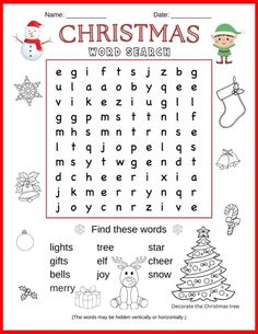 a christmas word search for kids