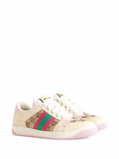 Gucci crystal-embellished GG Screener Sneakers - Farfetch Tenis Gucci, Gucci Screener, Gucci Sneakers, Buy Gucci, Elegant Logo, Leather Cap, Boot Pumps, Beach Tote Bags, Crystal Embellishment