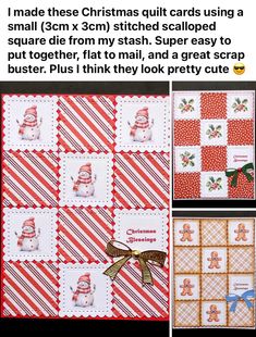 the christmas quilts are made with red and white fabric