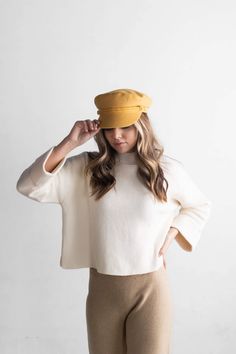 GIGI PIP Hats for Women- Fisherman Cap - Mustard-Women's Cap Beret Outfit, Pink Beret, Women's Caps, Gigi Pip, Wool Beret, Cap Collection, Get It Girl, Boater Hat, Halo Style