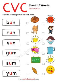 cvc worksheet with pictures and words to help students learn how to spell the word