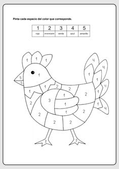 a color by number worksheet for children to learn numbers in spanish and english