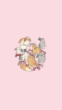 a bunch of animals that are in the shape of a circle on a pink background