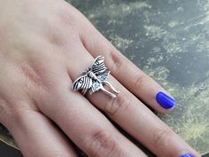 This silver feather ring is adjustable to fit any finger. Hand cast from white jewelers' brass with lost-wax techniques and acid oxidized for a deep vintage finish. Free shipping in USA. G7 Moth Ring, Moth Jewelry, Feather Ring Silver, Jewelry Butterfly, Gothic Ring, Feather Ring, Luna Moth, Gothic Rings, Butterfly Ring