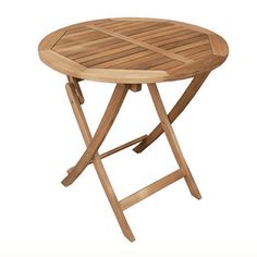 a small wooden table with folding legs