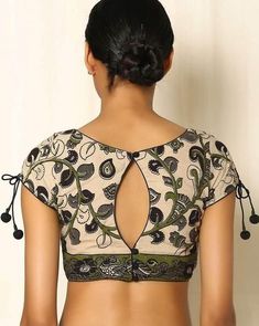 Kalamkari Blouse Back Neck Designs, Kalamkari Blouse Patterns, Block Print Blouse, Kalamkari Blouse Designs, Blouse Back Neck, Kalamkari Blouse, Cotton Saree Blouse Designs, Cotton Blouse Design, Cotton Saree Blouse