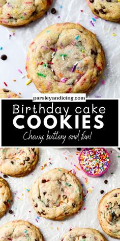 birthday cake cookies with sprinkles and chocolate chips