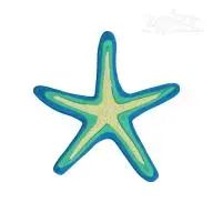 a green and blue starfish on a white background