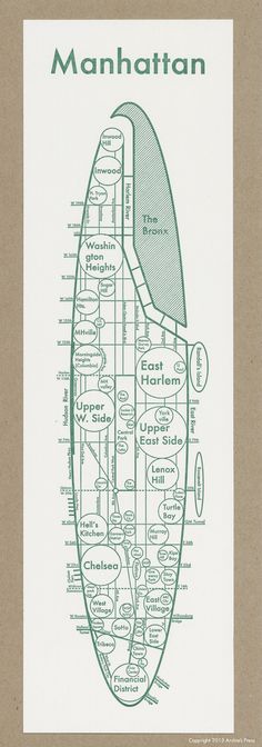 the manhattan map is shown in black and white, as well as other information about it