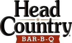 the head country bar - b - q logo is shown in black and red, with an