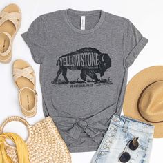 Adventure awaits with these National Park tees! Honor your favorite park by wearing one of these new cute national park tees! Pair with your favorite jeans, and boots for a hike around your favorite park! Size Guide: we recommend your true size for a loose fit or size down for a fitted fit. Tees are Unisex. Heather blend shirts are 52/48 Cotton/ Poly Blend and Shirts are Unisex. CREW NECK SIZING: Small - Length, 28" Width, 18" (4/6) Medium - Length, 29", Width, 20" (8/10) Large - Length, 30", Wi Casual T-shirt For Outdoor Spring Activities, Casual T-shirt For Outdoor Spring Events, Casual T-shirt For Spring Outdoor Activities, Spring Relaxed Fit T-shirt For Outdoor Activities, Casual T-shirt For Outdoor Activities In Spring, Relaxed Fit T-shirt For Fall Outdoor Activities, Fall Graphic Print T-shirt For Outdoor Activities, Graphic Print T-shirt For Outdoor Activities In Fall, Casual Fall T-shirt For Outdoor Activities