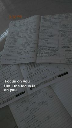 several pieces of paper with writing on them and the words focus on you until the focus is on you