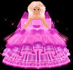 a barbie doll sitting on top of a pink dress