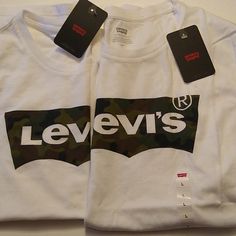 Lot Of Two New Levi's Camo Tee Shirts Size Large New With Tags. Levi's White Short Sleeve Shirt, Levi's White Cotton Top, Levi's White Relaxed Fit Shirt, Casual White Levi's Top, White Cotton Levi's Top, White Levi's T-shirt For Summer, Levi's White Relaxed Fit Top, Levi's White Graphic Print T-shirt, Levi's White Graphic Tee