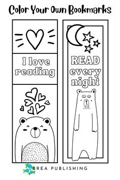 two bookmarks with the words i love reading and read every night