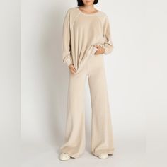 New! Small & Xs Available Free People Hailee Sweater Set Tan, Gypset Style, Samos, Loungewear Sets, Oversized Sweatshirt, Track Jackets, V Neck Tops, Flare Pants, Sweatshirts Women