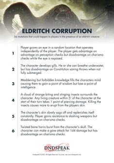 an advertisement for the movie, eldrithh corrption with instructions on how to