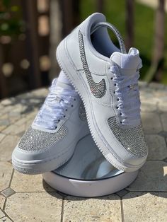 Luxury White Custom Wedding Sneakers, Silver Sneakers For Wedding With Round Toe, White Sneakers For Party With Round Toe, Custom Wedding Sneakers With Rhinestones, Wedding Custom Sneakers With Rhinestones And Round Toe, White Round Toe Party Sneakers, White Round Toe Sneakers For Party, Rhinestone Round Toe Wedding Shoes, Custom White Sneakers With Round Toe For Anniversary