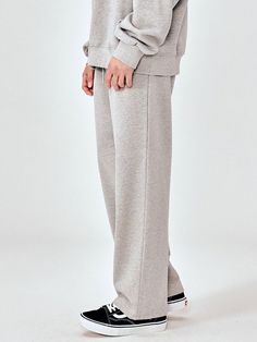 This is a casual and comfortable sweatpants that are made out of high quality cotton and polyester blend fabric. With design detail of regular wide silhouette, soft and sturdy fabric with some elasticity, and adjustable string on the waistband, you can style it for casual and trendy outfit. - Regular wide silhouette- Adjustable string on the waistband- Soft touch of the fabric- Side pockets Gray Straight Leg Leisure Pants, Gray Straight Leg Pants For Leisure, Leisure Gray Straight Leg Pants, Casual Gray Straight Leg Sweatpants, Gray Straight Leg Sweatpants For Winter, Gray Cotton Joggers For Winter, Gray Straight Leg Sweatpants For Leisure, Gray Leisure Joggers, Casual Gray Bottoms With Straight Hem