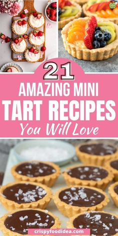 Here you get some mini tart recipes that are best for dessert. Mini Pie Recipes, Mini Dessert Recipes, Fruit Tart Recipe, Tart Dessert, Dessert Bites, Bite Size Desserts, Pastry Tart