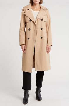 Shield yourself from the elements with the protection of a chic double-breasted trench coat. It features a belted waist for a flattering silhouette, double-breasted button front closure, and handy pockets. 42" length (size Small) Peak lapels Double-breasted button front closure Removable waist belt Lined 57% cotton, 43% polyester Dry clean Imported Double Breasted Trench Coat, Belted Trench Coat, Waist Belt, Sam Edelman, Double Breasted, Nordstrom Rack, Trench Coat, Dry Clean, Nordstrom