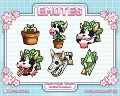 an animal sticker with flowers and plants on it