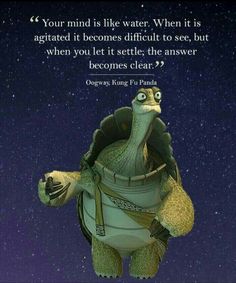 a turtle with a backpack on it's back and a quote about the water