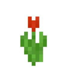 an image of a pixelated cactus with a red flower on it's head