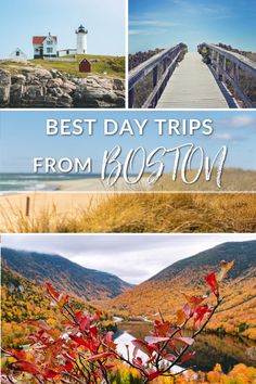 the best day trips from boston, massachusetts and new england are on this postcard