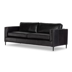 Emery Sofa Sonoma Black Angled View 109573-021 Leather Couch Black, Black Modern Leather Couch, Black Leather Couch, Shop Couch Leather Black, Vintage Black Leather Sofa, Full Grain Black Leather Sofa, Black Couch, Black Couches, Top Grain Leather Sofa