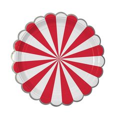 a red and white striped paper plate