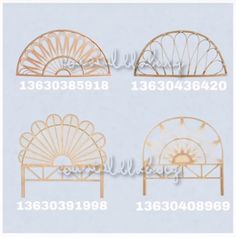 four different types of ironwork designs on a blue background with the numbers below them