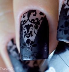 Black Nail Art Ideas, Black And White Nail, Lace Nail Art, Nail Art Pictures, Lace Nails, Manicure Gel, Black Nail Art, Black Nail, White Nail