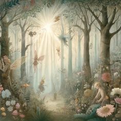 Magical Forest Canvas Board Background, Forest Background, Childrens Wall Art, Woodland Fairy, Fairies Elves, Woodland Forest, Random Pictures, Willow Tree, Magical Forest