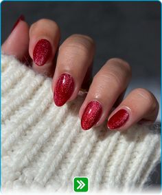 Glittery red short nails with a festive vibe. This bright and fun design is perfect for holiday gatherings and celebrations, adding a sparkly touch to your look. Christmas Nails Simple Short, Red Sparkly Nails, Short Classy Nails, Shellac Nails Fall, Festive Christmas Nails, Nails Application, Art Noel, Dark Pink Nails, Fake Nails White