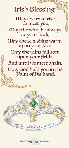 an irish blessing card with a cross on it