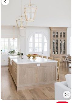 Bleached Wood Kitchen, White Kitchen Wood Island, Modern Beach House Kitchen, Square Kitchen Island, Modern Coastal Interior, Modern Coastal Interior Design, Coastal Kitchen Ideas, Modern Coastal Kitchen, Pantry Door Ideas