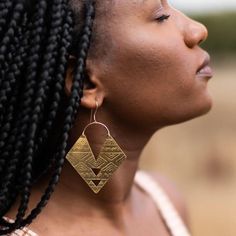 Handmade etched brass earrings.  Ear Hook 14K gold fill wire.  Measures 2 1/8 inch in height and width (excluding ear hook).  For the size of these earring these are light in weight. Double Triangle, Festival Jewelry, Message Jewelry, Boho Festival, Gold Brass, Ear Hook, Earrings Boho, Brass Earrings, Boho Earrings