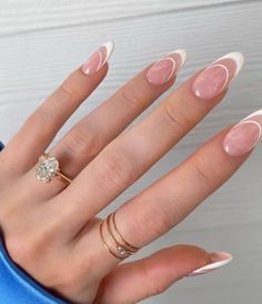 Summer Nails French, Design Summer Nails, French Pastel, White French Tip Nails, Rounded Acrylic Nails, Swirl Nail, Swirl Nail Art, Engagement Nails