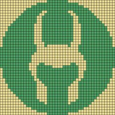 a green and white cross stitched pattern with the letter c in it's center