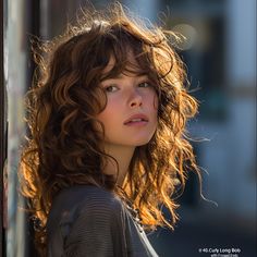 Curly Wavy Hair Fringe, Medium Curly With Bangs, Curly Long Bob Haircut, Curly Hairstyles With Fringe, Long Curly Bob With Bangs, Curly Long Bob With Bangs, Natural Curly Bangs, Curls With Fringe, Loose Curls With Bangs