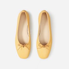 Women’s Day Ballet Flat | Everlane The Ballet, Recycled Leather, Woman’s Day, Leather Ballet Flats, Yellow Leather, Nappa Leather, Low Heels